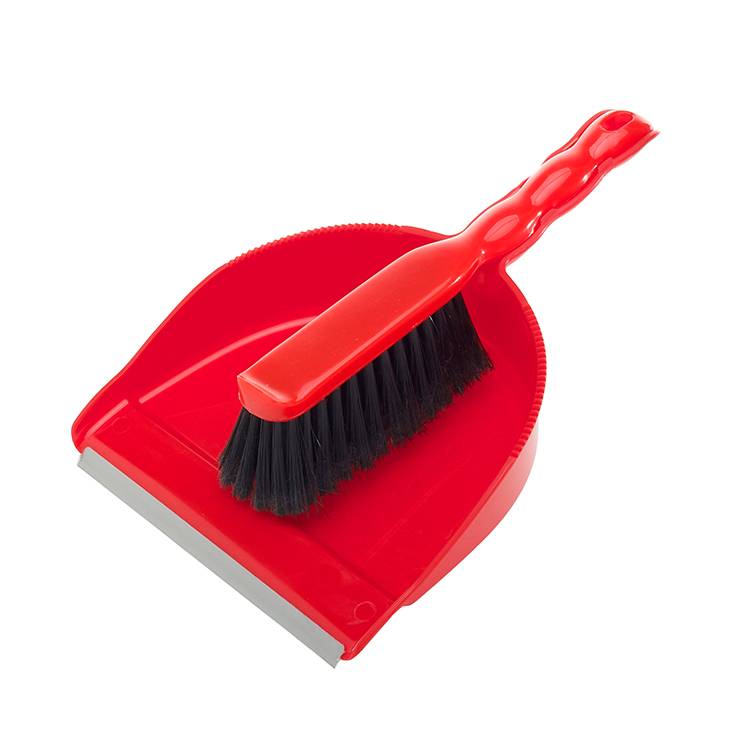 PP+PVC Indoor Use Broom Brush Dustpan Set With Injection Rubber